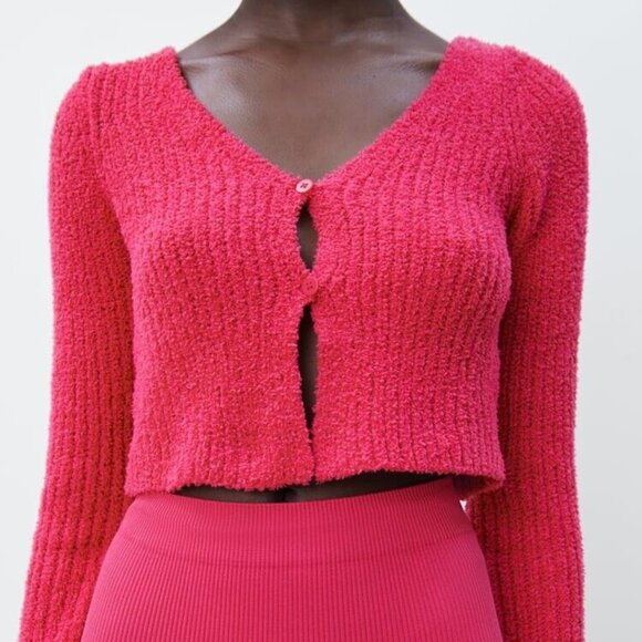 Zara Chenille Cropped Cardigan - Picture 2 of 6